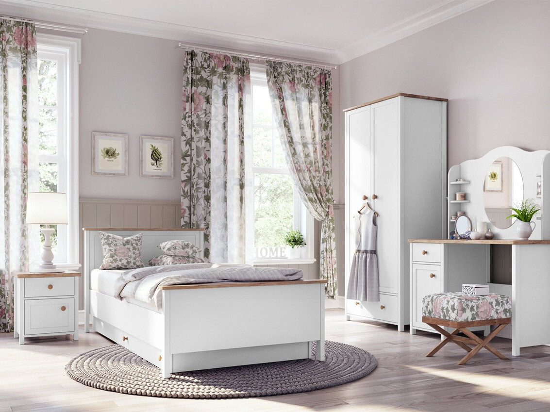 Nachtkastje Romelbo 138 (Wit + Eiken)