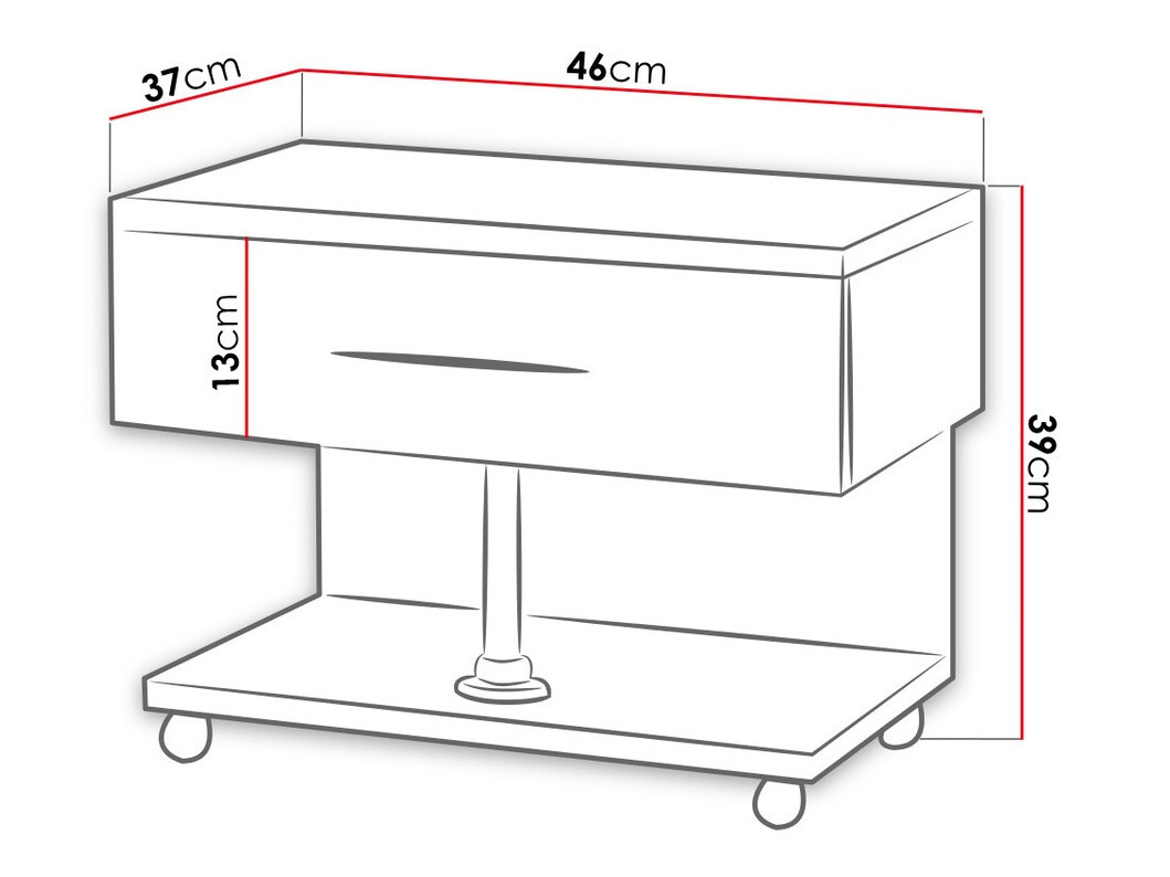 Nachtkastje Salmere 103 (Wit + Glanzend roze)