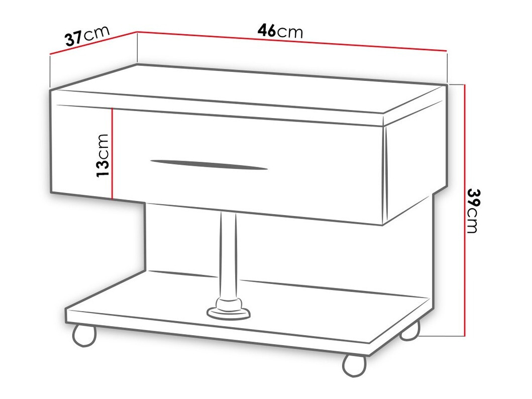 Nachtkastje Salmere 103 (Wit + Grijs met glans)