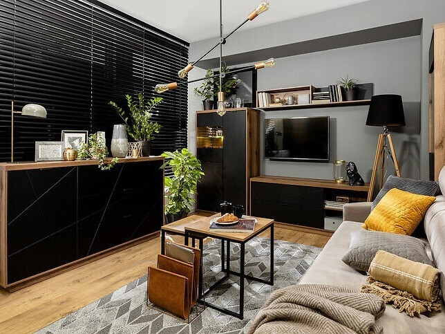 Wandplank Fivale 101 (Donker delano-eik + Matzwart)