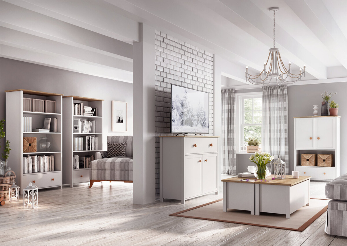 Boekenkast Romelbo 142 (Wit + Eiken)