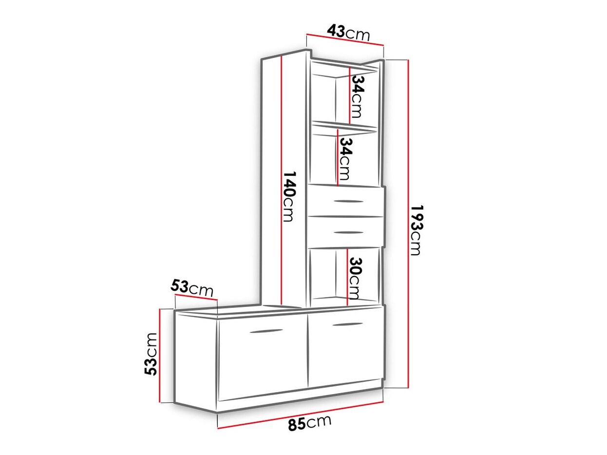 Boekenkast Salmere 105 (Wit + Glanzend roze)
