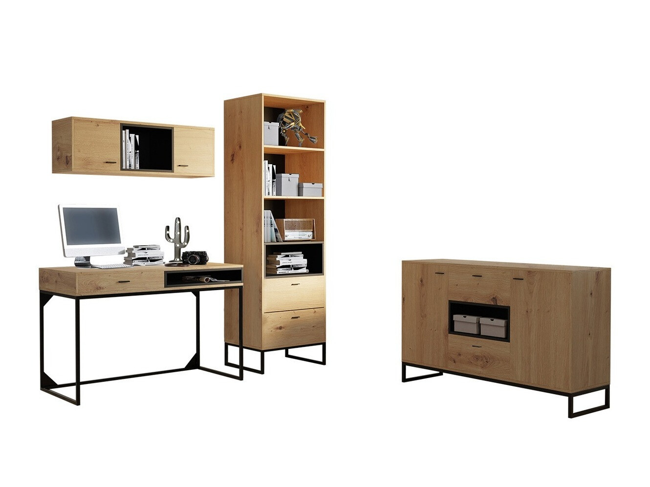 Thuiskantoorset Baltesi 116 (Artisan eiken + Zwart)