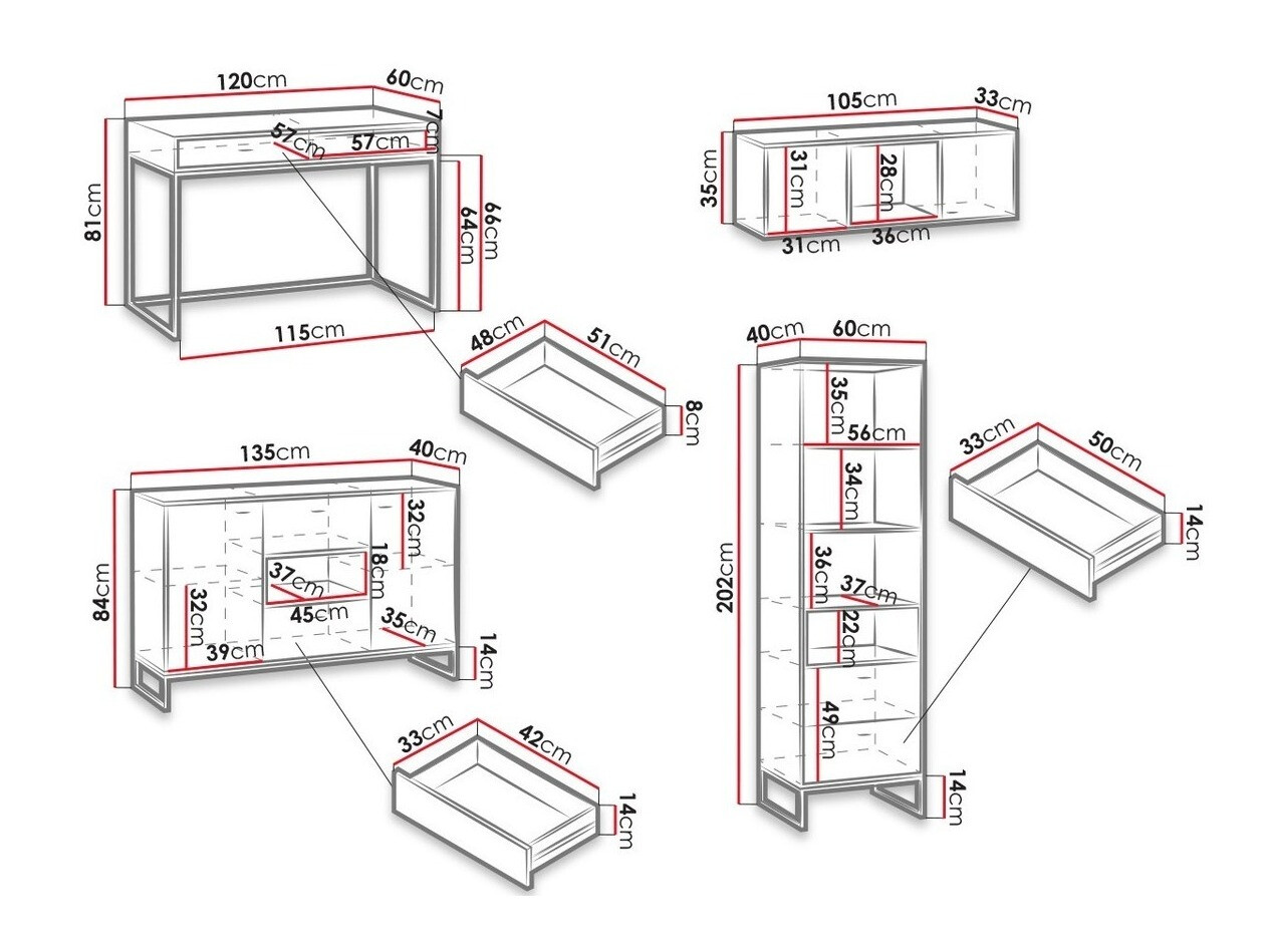 Thuiskantoorset Baltesi 116 (Artisan eiken + Zwart)