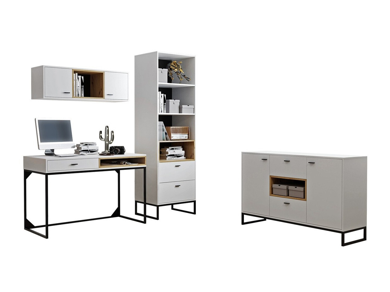 Thuiskantoorset Baltesi 116 (Wit + Artisan eiken)