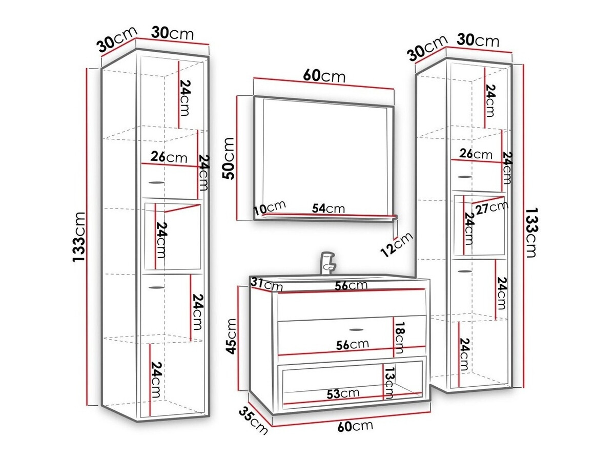 Badkamerset Baltesi 101 (Artisan eiken + Zwart)