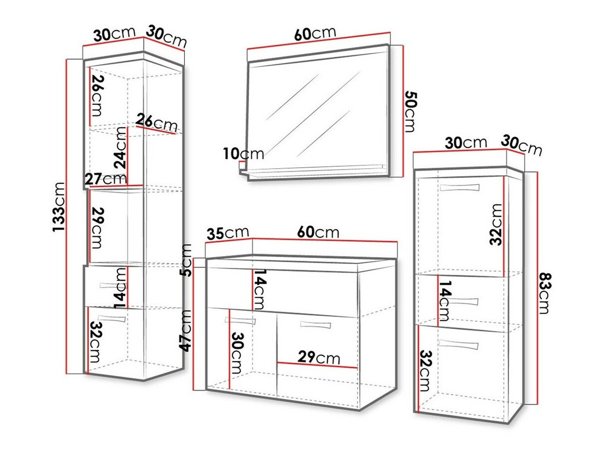 Badkamerset Sarasota 109 (Bodega + Glanzend wit)