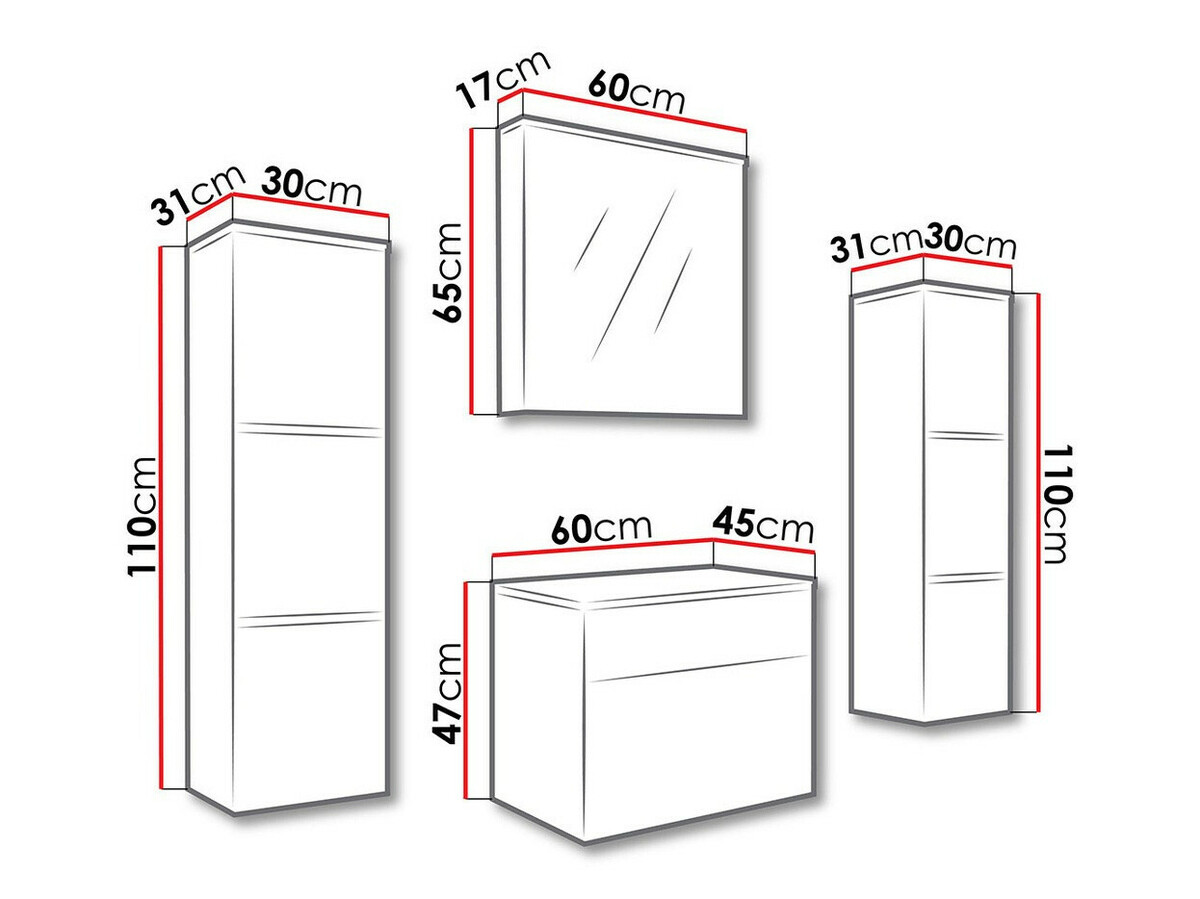 Badkamerset Tucson 105 (Wit + Glanzend wit)