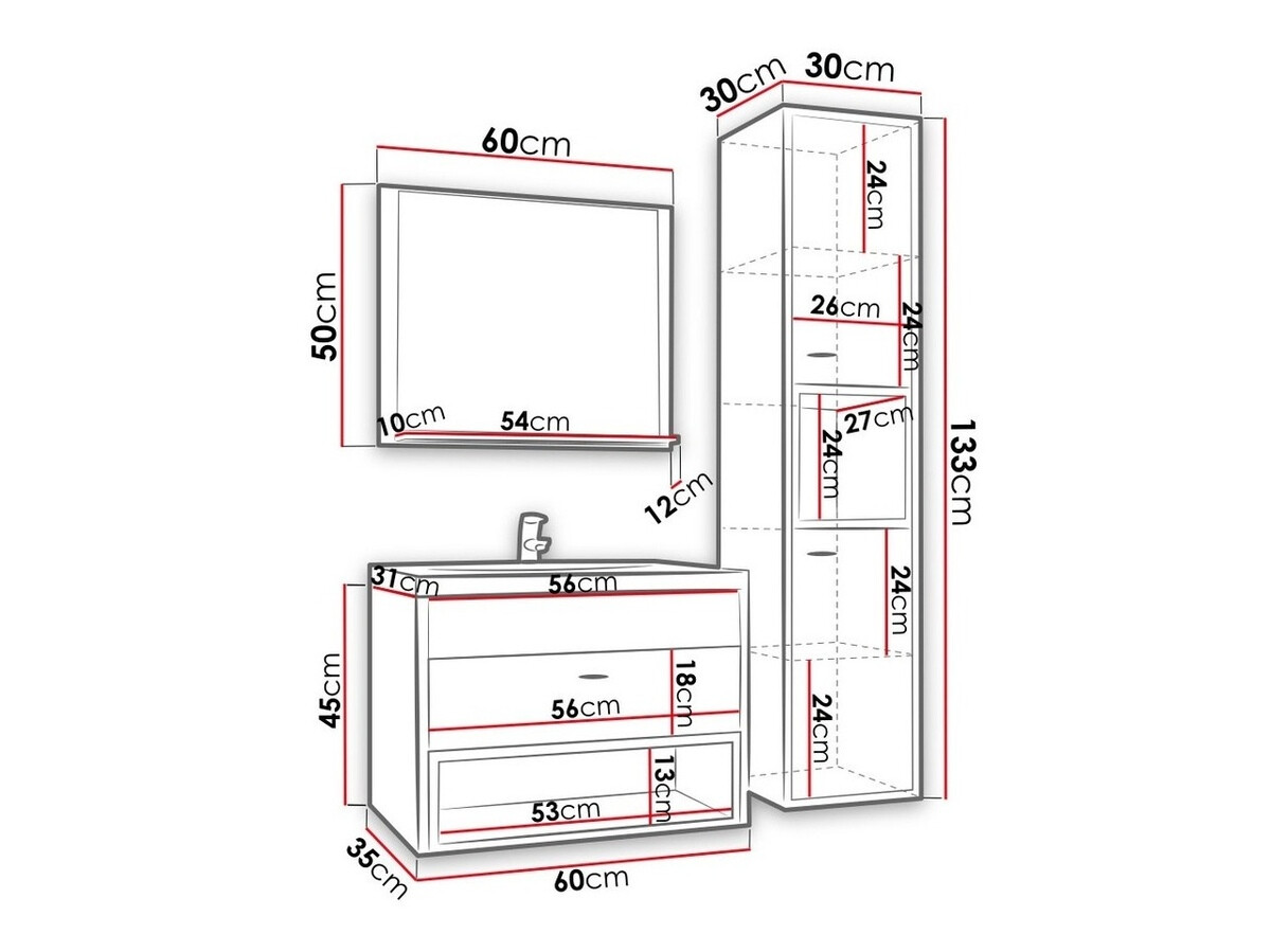 Badkamerset Velum I (Wit + Artisan eiken)
