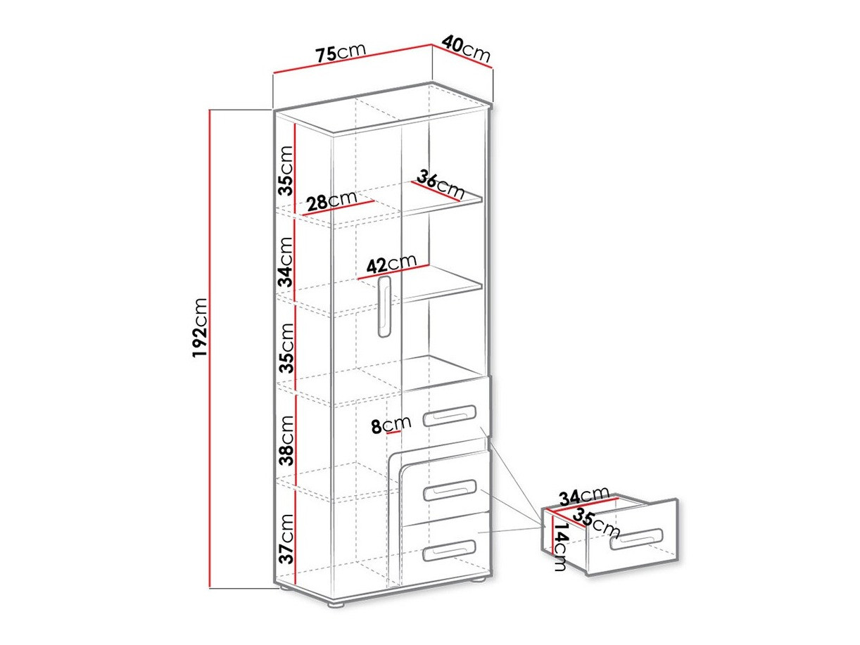 Boekenkast Aviseve 105 (Antraciet + Wit)