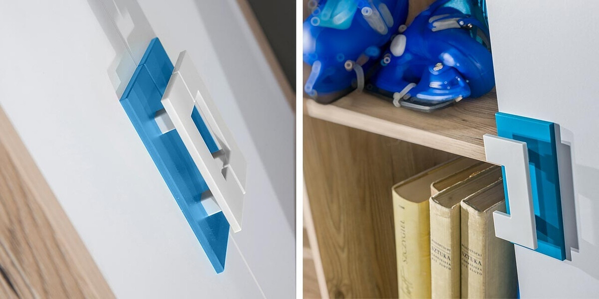 Boekenkast Tolfere 104 (Licht eiken + Wit + Turquoise)