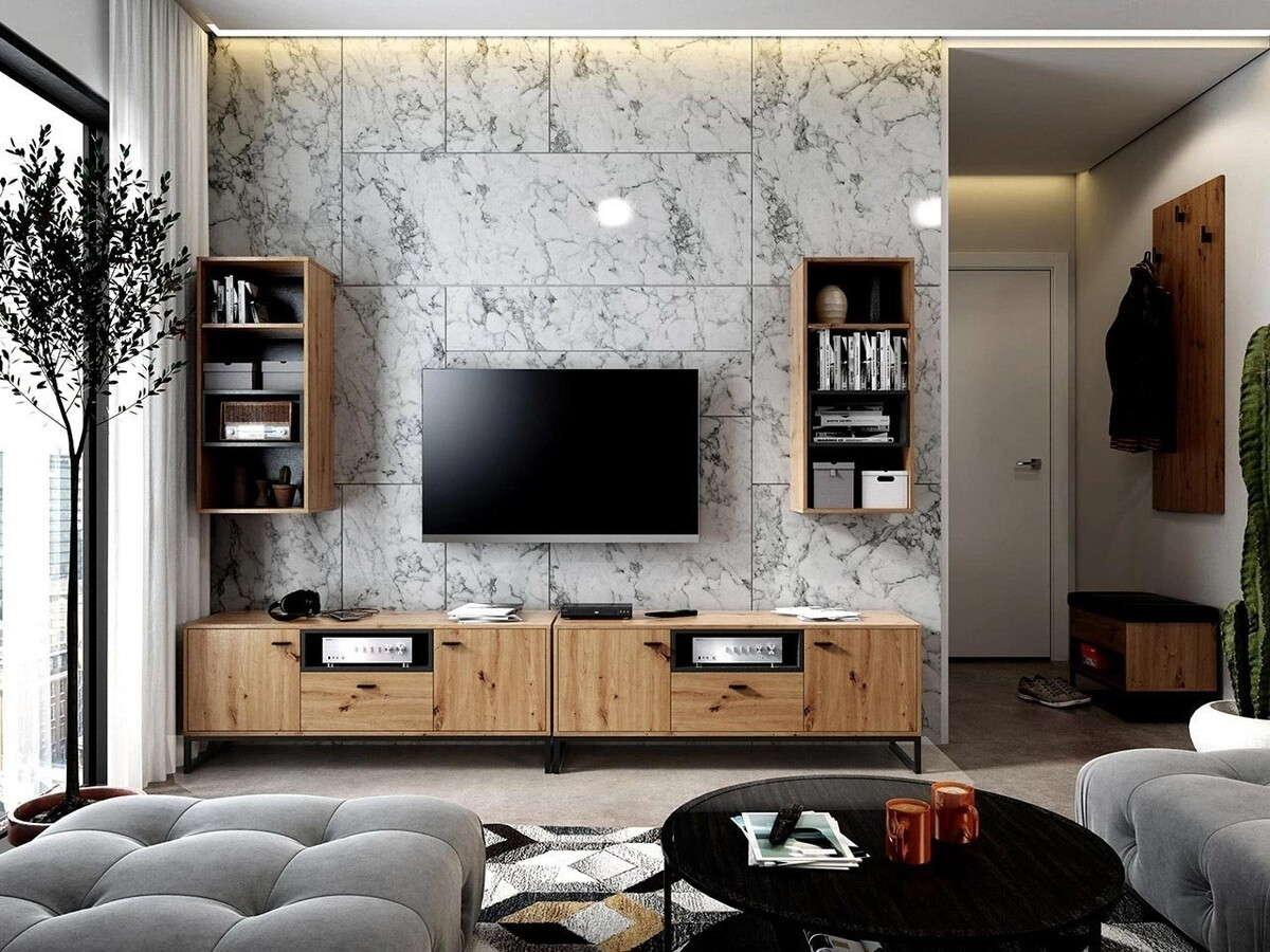 Wandplank Baltesi 112 (Artisan eiken + Zwart)