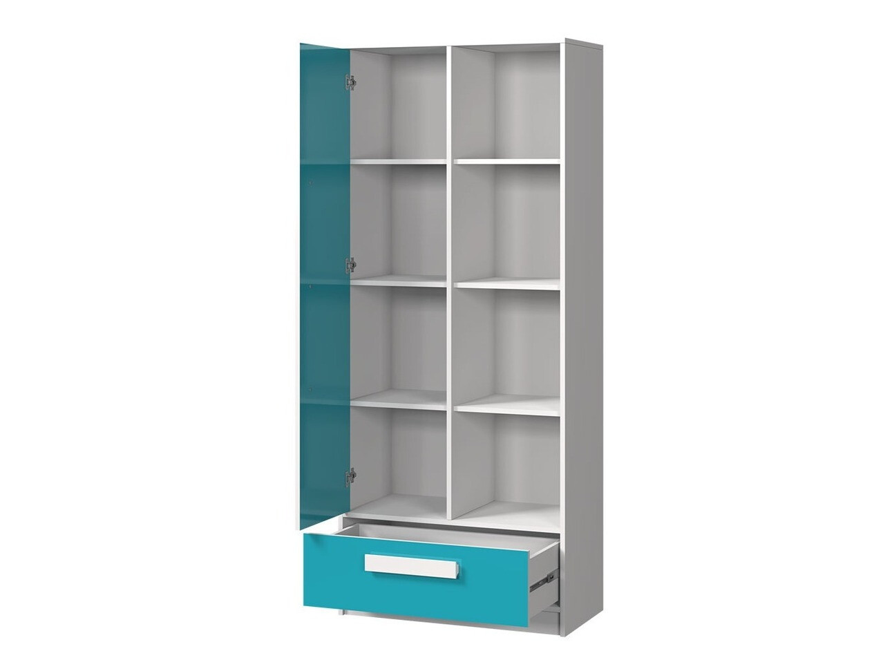 Boekenkast Merevari 104 (Wit + Glans Turquoise)