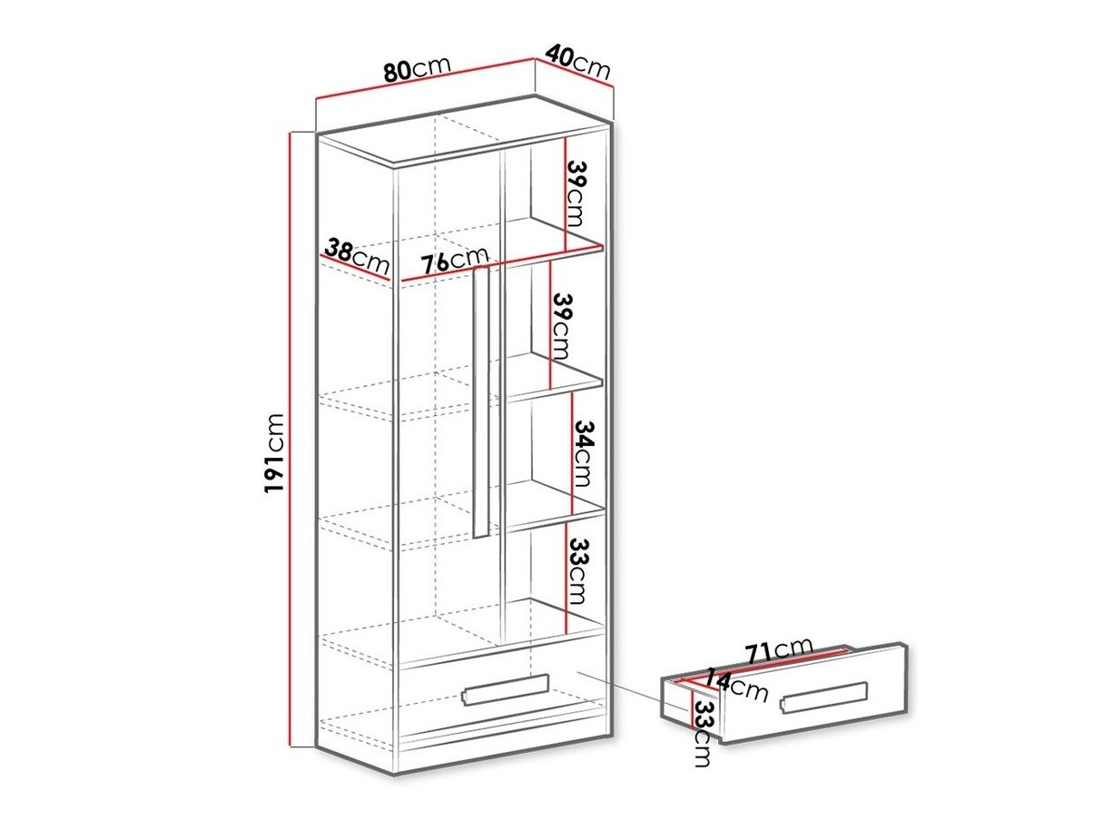 Boekenkast Merevari 104 (Wit + Glans Turquoise)