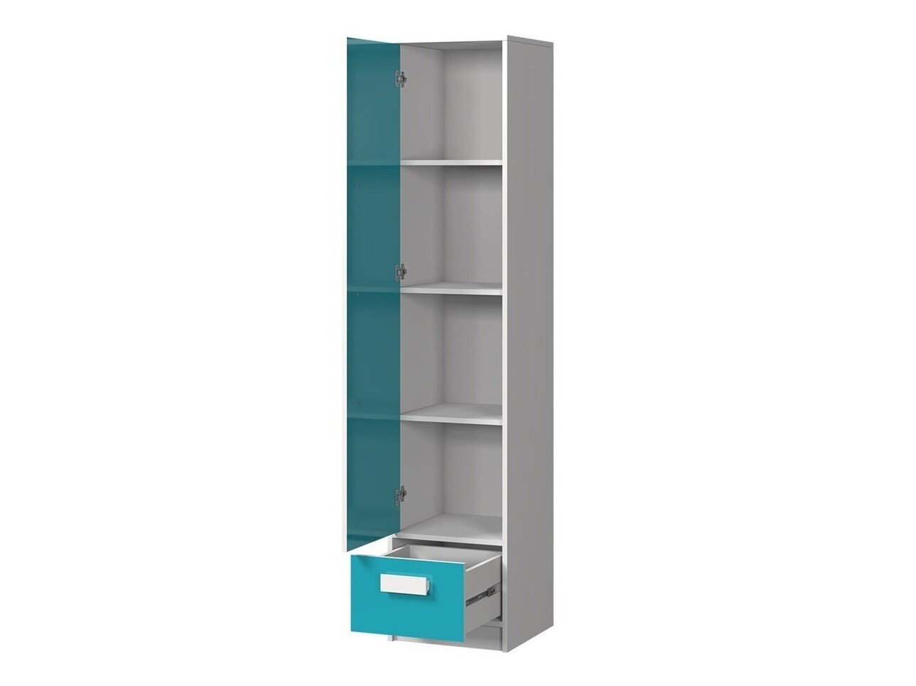 Boekenkast Merevari 105 (Wit + Glans Turquoise)
