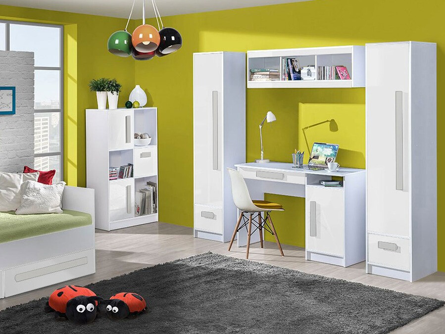 Boekenkast Merevari 105 (Wit + Glans Turquoise)