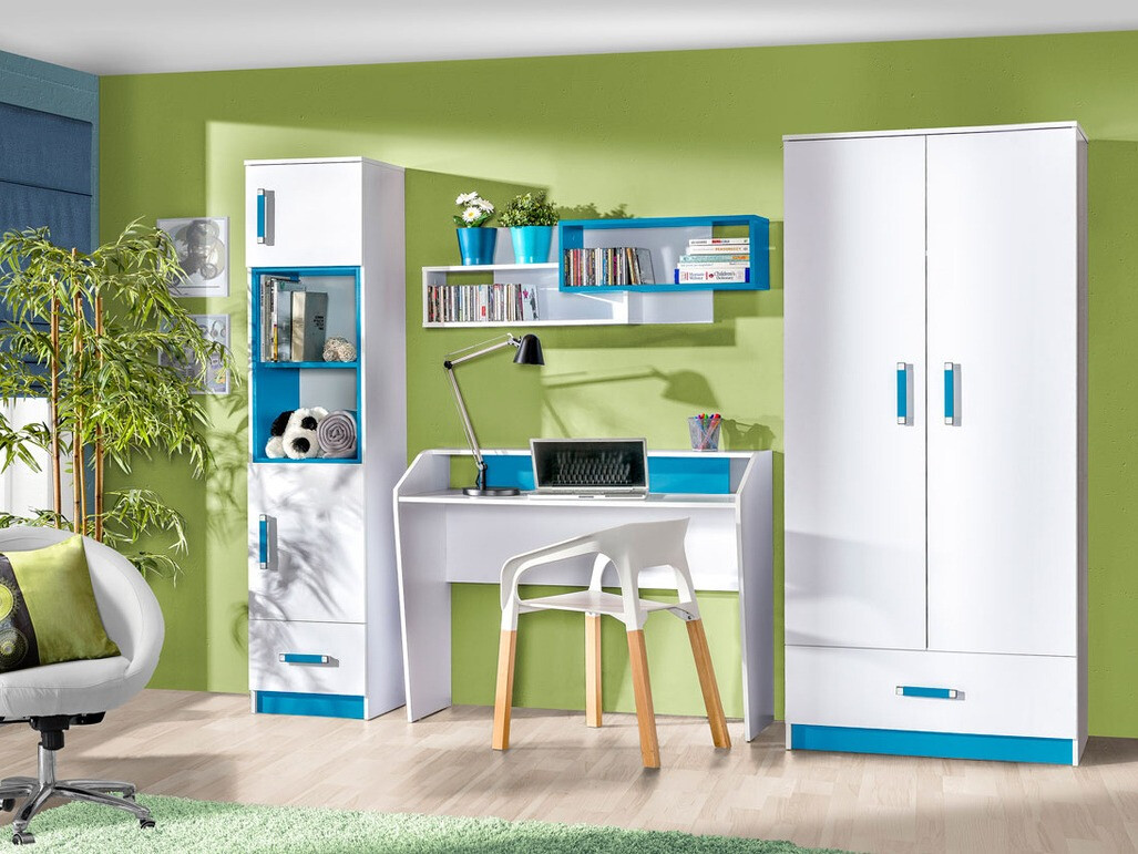 Boekenkast Sorviru 104 (Wit + Turquoise)
