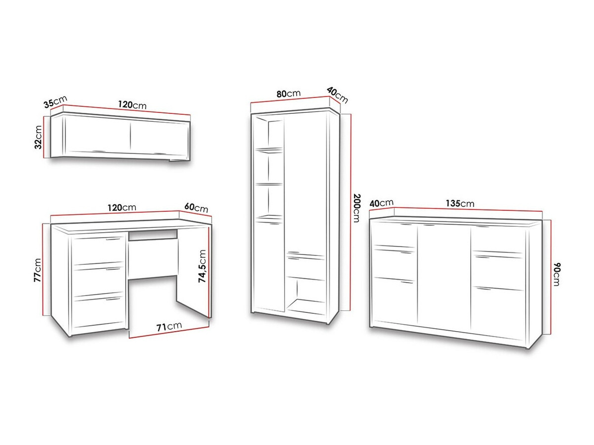 Thuiskantoorset Fivelbo 116 (Klooster eik + Glanzend zwart)