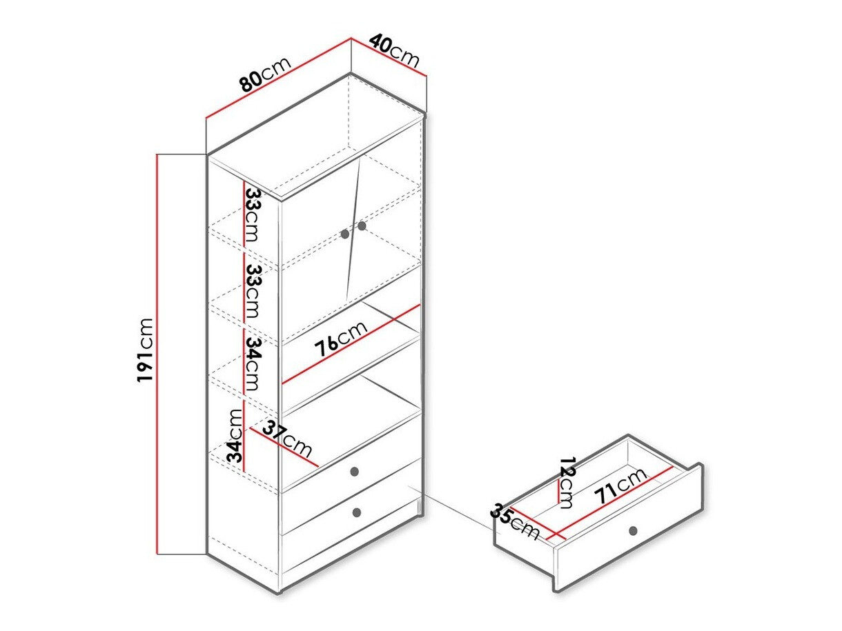 Boekenkast Almira 103 (Artisan eiken + Wit)