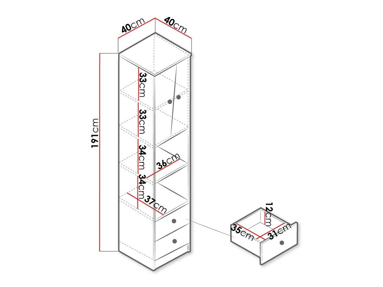 Boekenkast Almira 104 (Artisan eiken + Wit + Grijs)