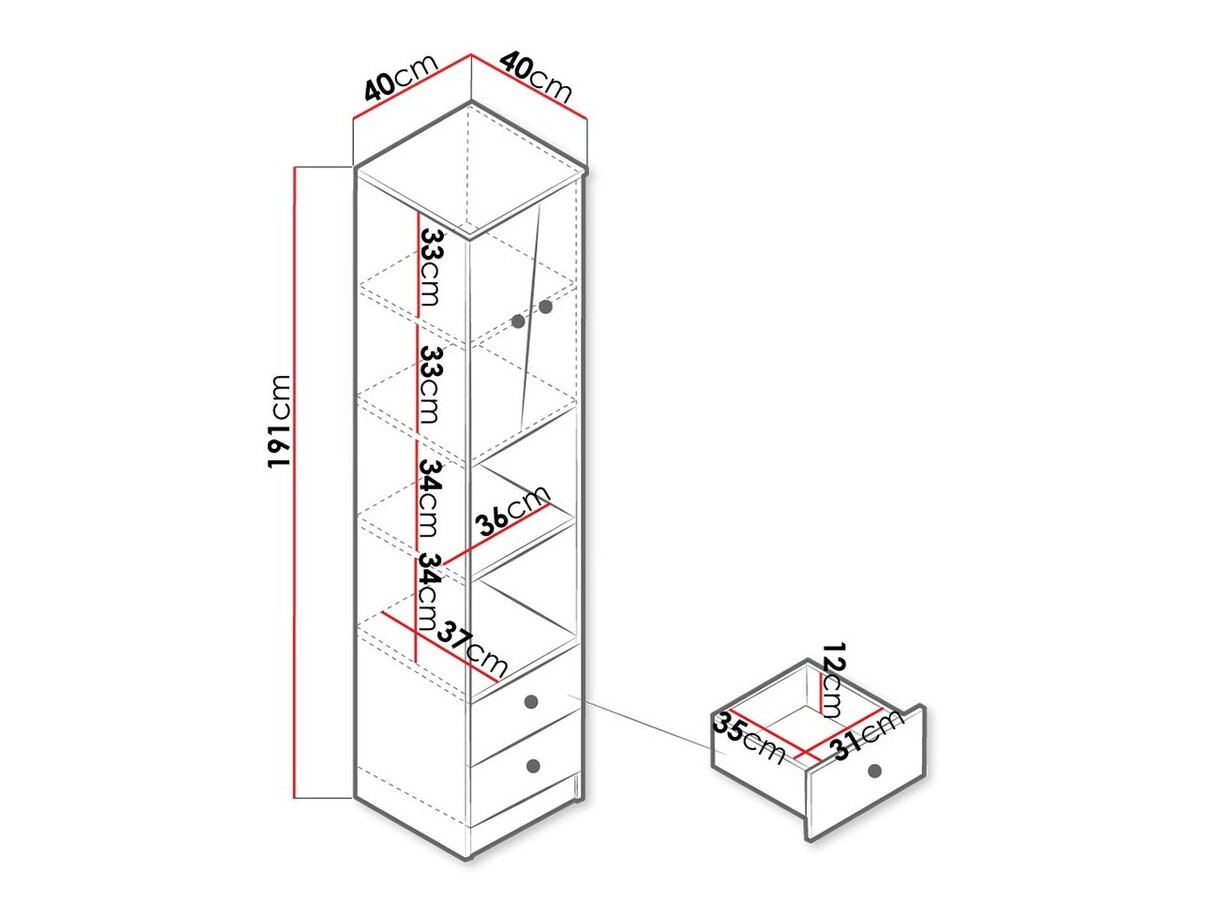 Boekenkast Almira 104 (Artisan eiken + Wit)