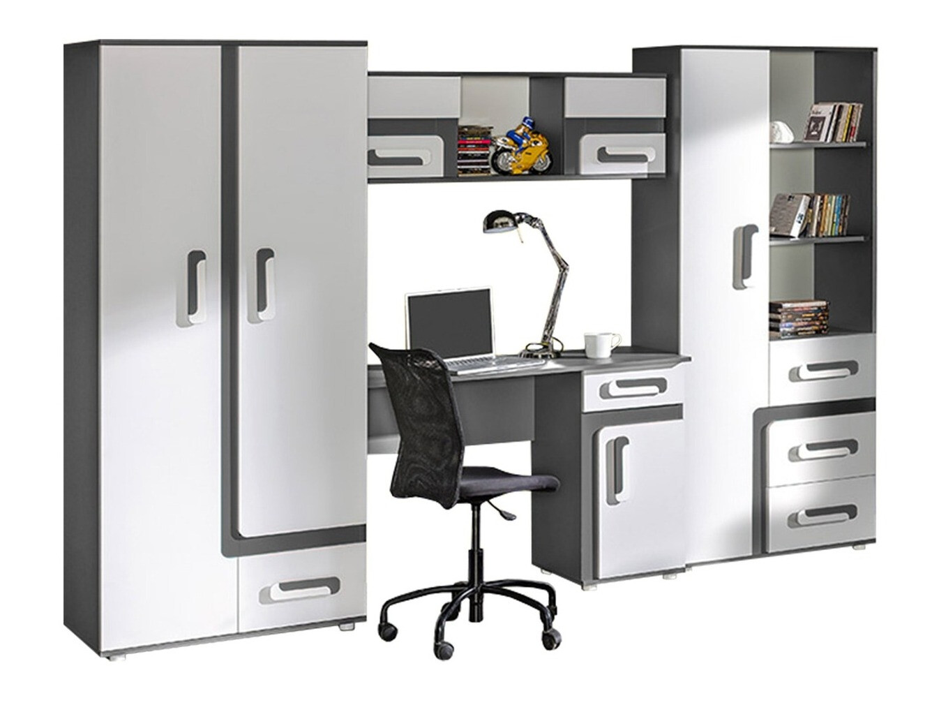 De reeks van de kinderkamer Aviseve 108 (Antraciet + Wit)