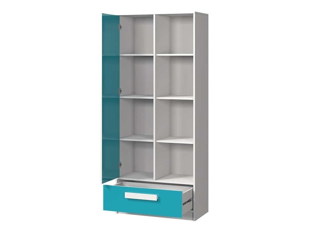 De reeks van de kinderkamer Merevari 107 (Wit + Glans Turquoise)