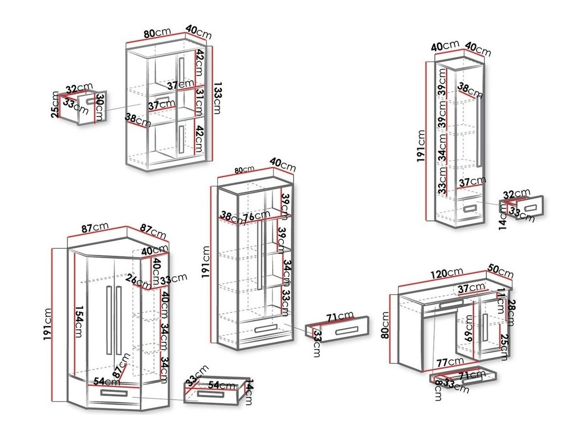 De reeks van de kinderkamer Merevari 107 (Wit + Glans Turquoise)