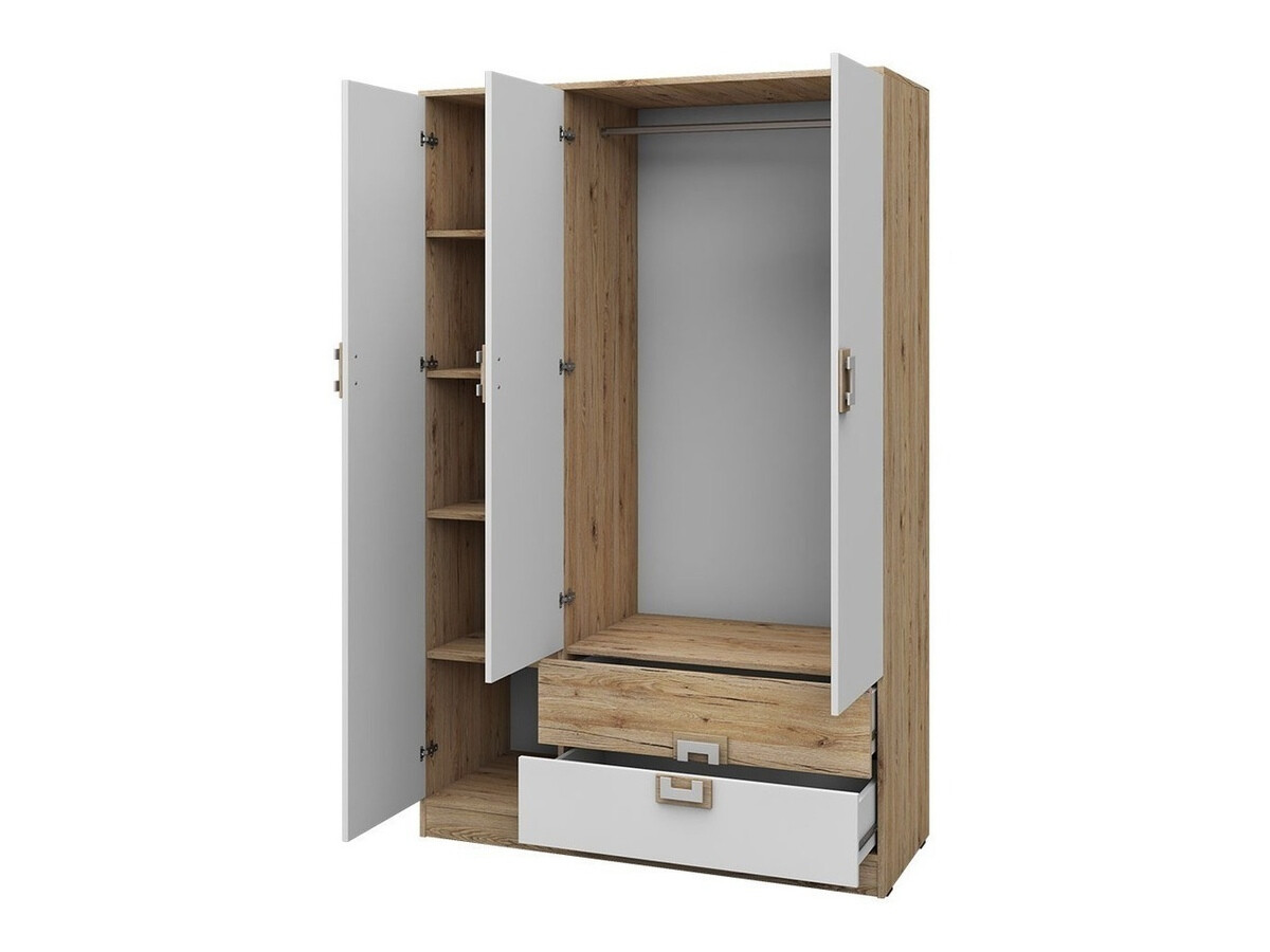 Meubelset Tolfere 106 (Licht eiken + Wit + Turquoise)