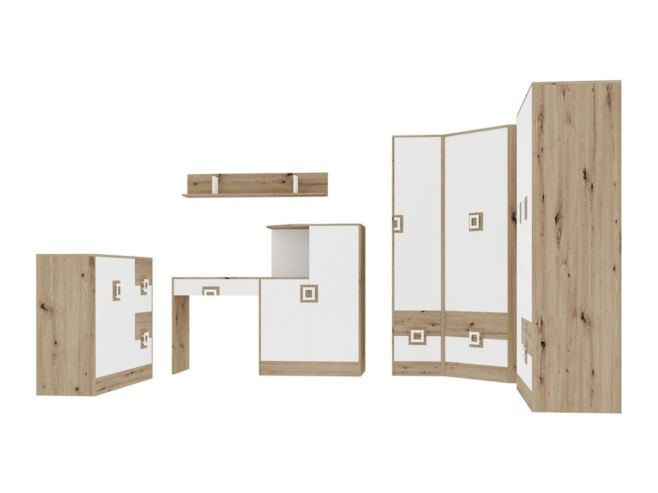 Meubelset Tolfere 106 (Licht eiken + Wit)