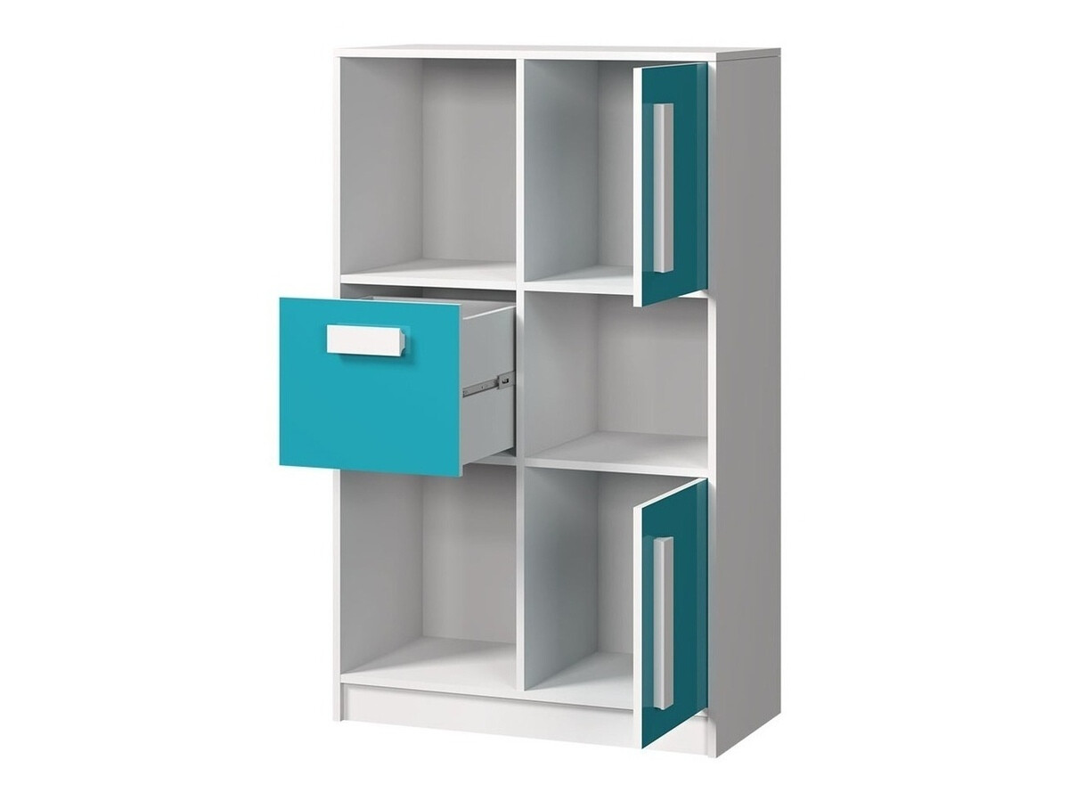 De reeks van de kinderkamer Merevari 108 (Wit + Glans Turquoise)