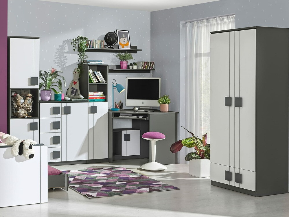 Kledingkast Elmenou 100 (Wit + Antraciet)