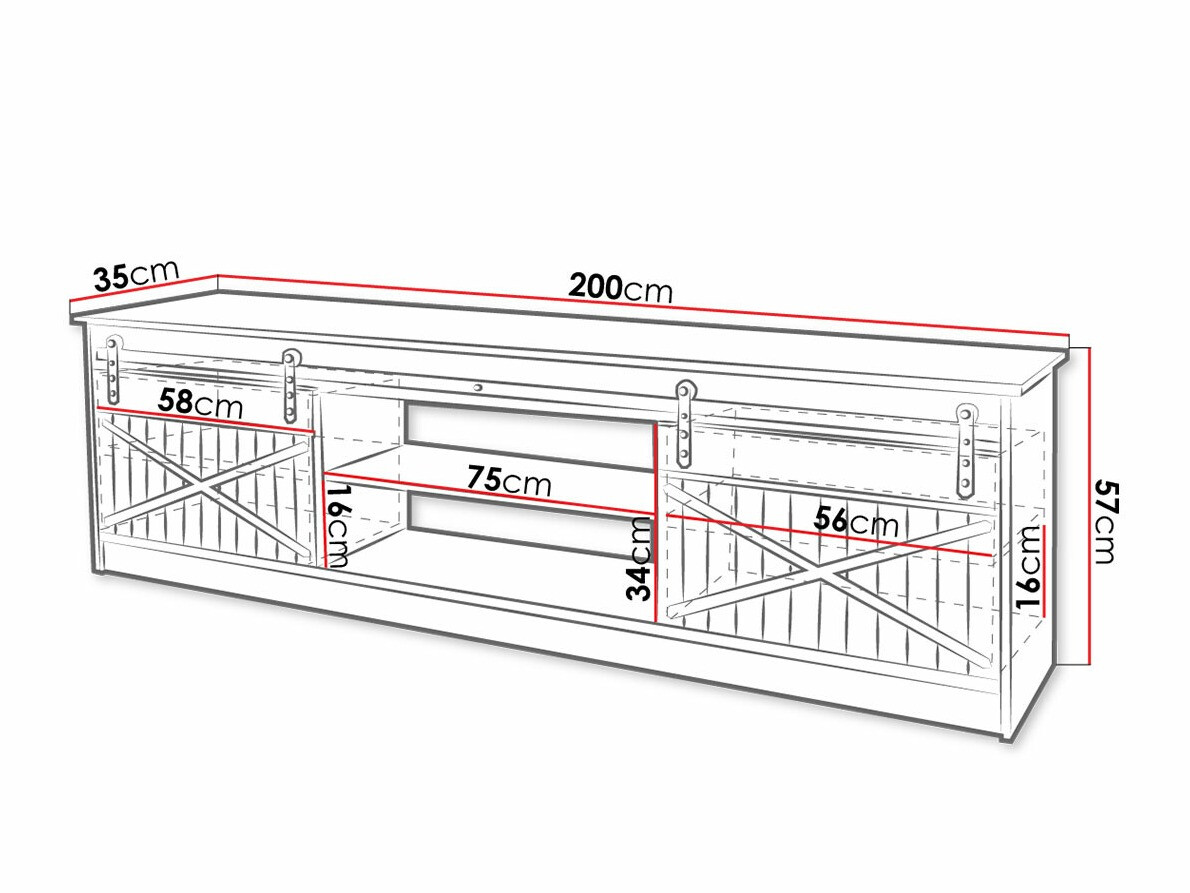 TV-meubel Charlotte 156 (Zwart + Glanzend zwart)