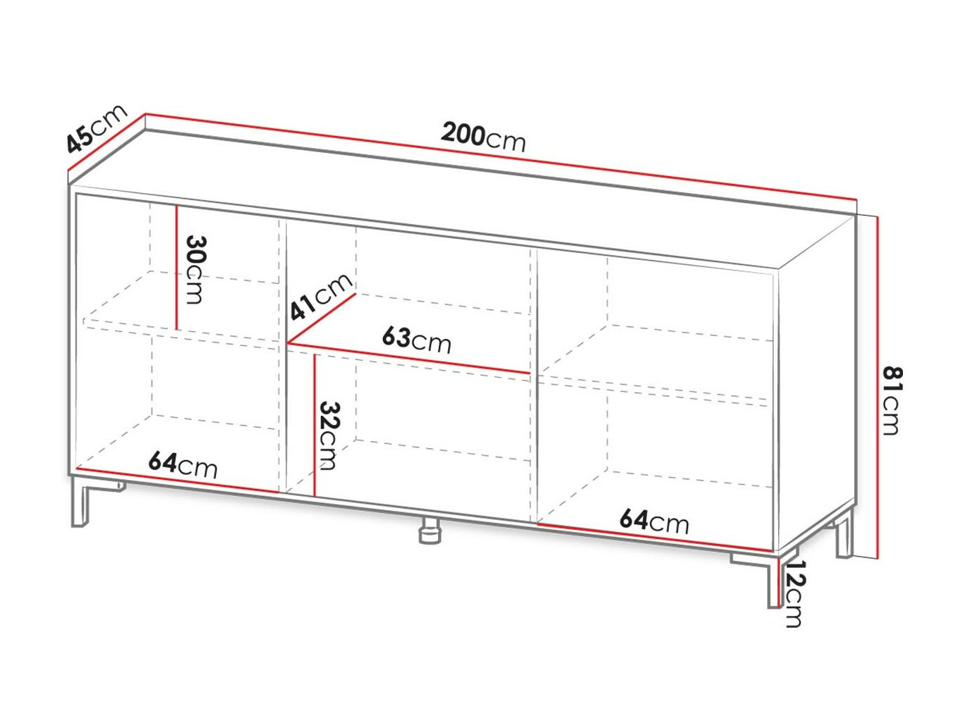 Dressoir Charlotte 158 (Wit + Wit marmer)