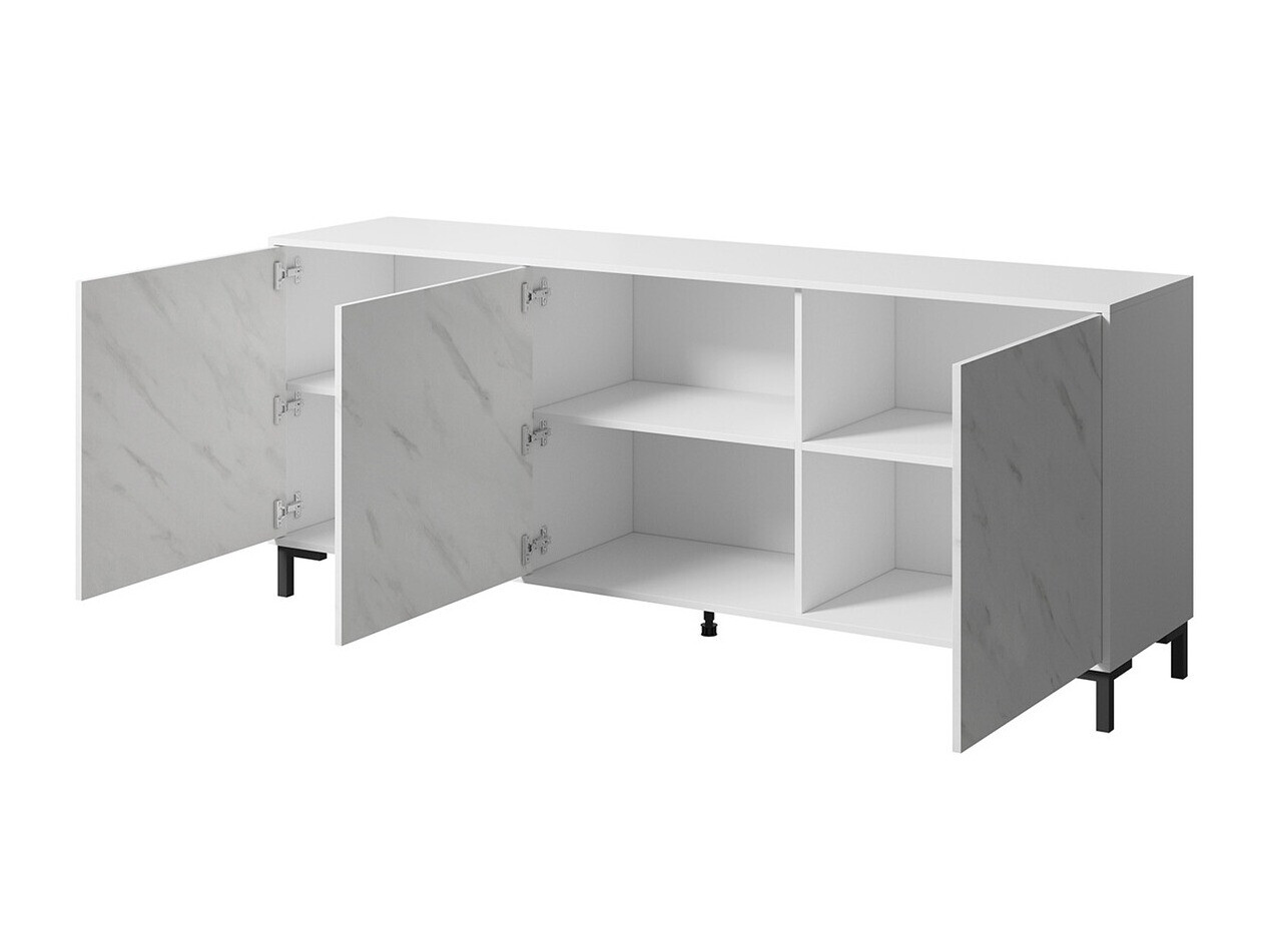 Dressoir Charlotte 158 (Zwart + Zwart marmer)