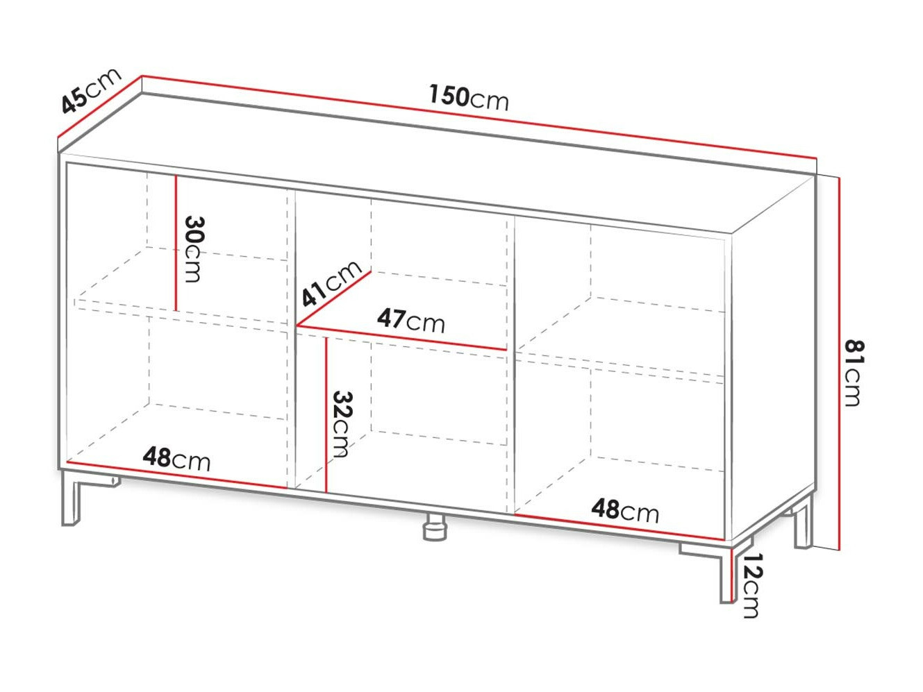 Dressoir Charlotte 159 (Wit + Wit marmer)