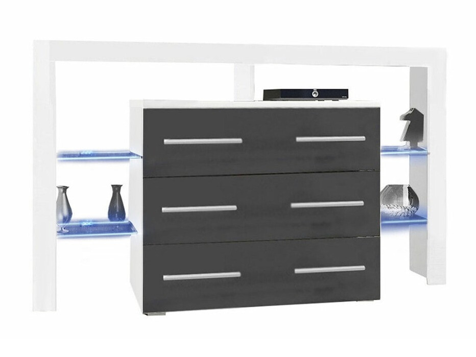 Ladekast Nashville 108 (Wit + Grijs met glans)