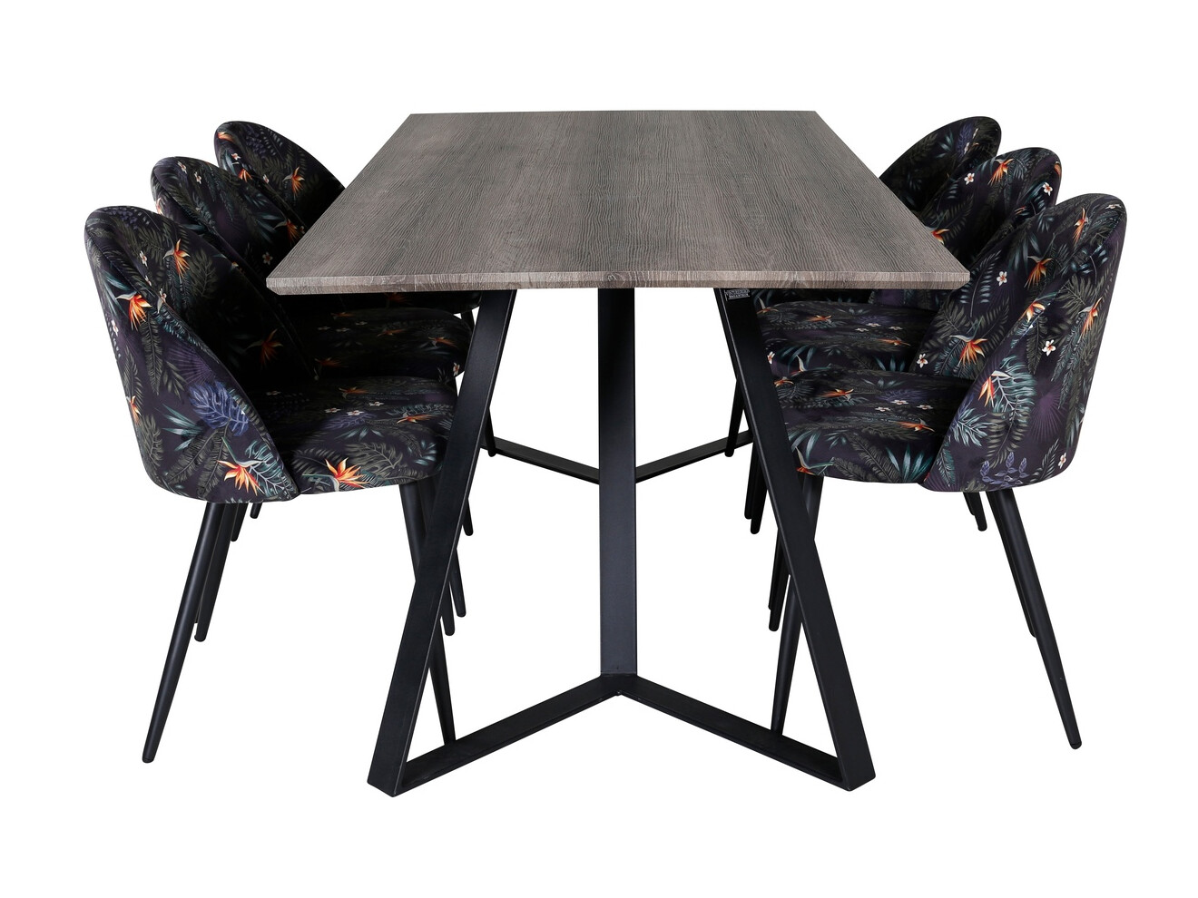 Eetkamerset Dallas 340 (Bloemen patroon + Zwart)