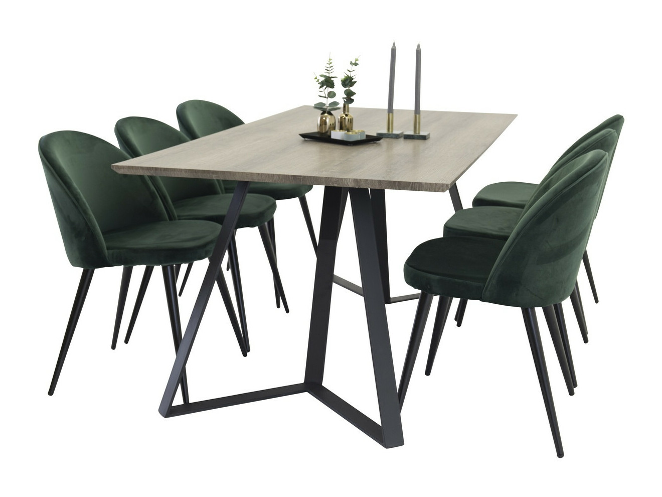 Eetkamerset Dallas 340 (Groen + Zwart)