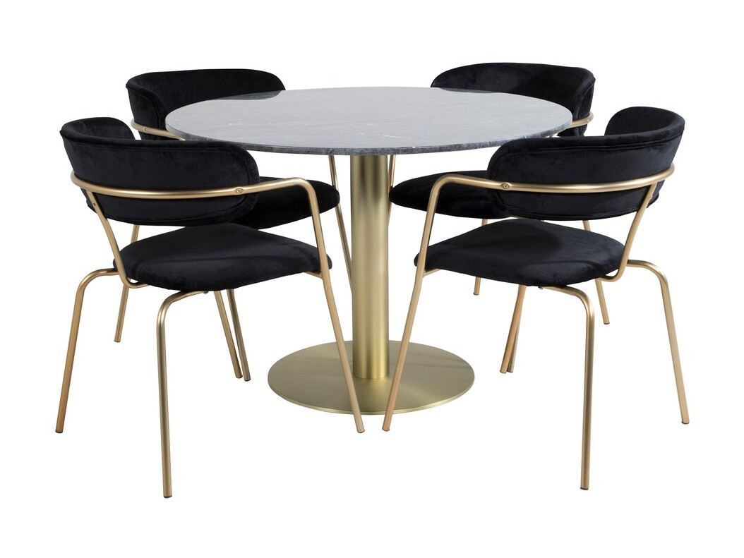 Eetkamerset Dallas 1208 (Zwart + Gouden)