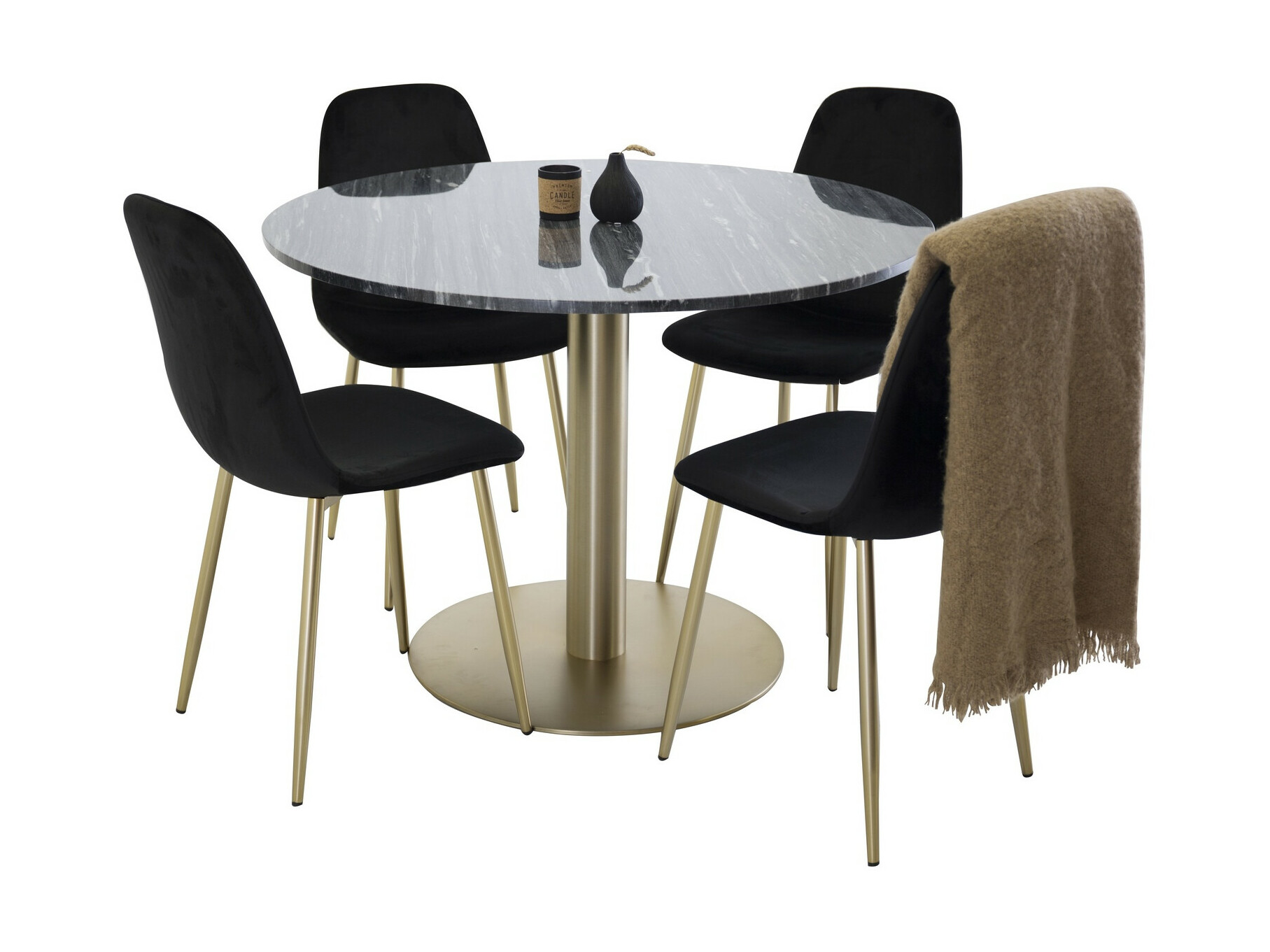 Eetkamerset Dallas 1220 (Zwart + Gouden)