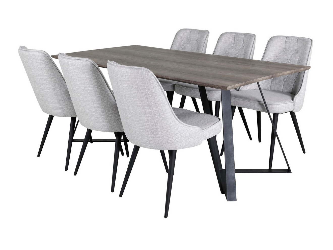 Eetkamerset Dallas 1347 (Grijs + Zwart)