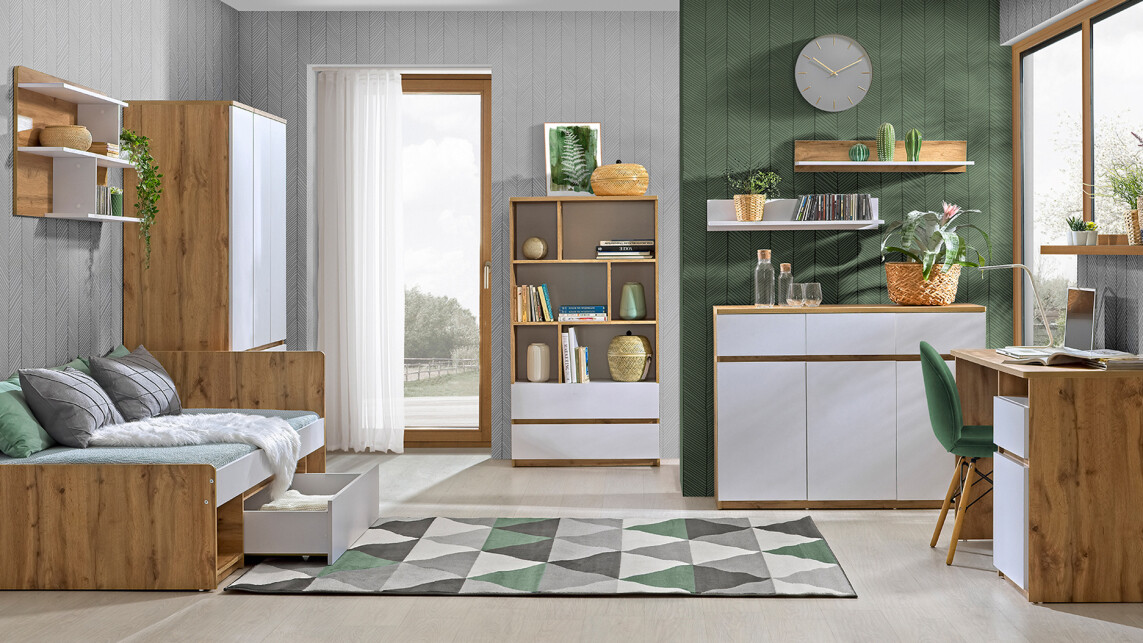 Bed Evaropha 108 (Wotan eik + Wit)