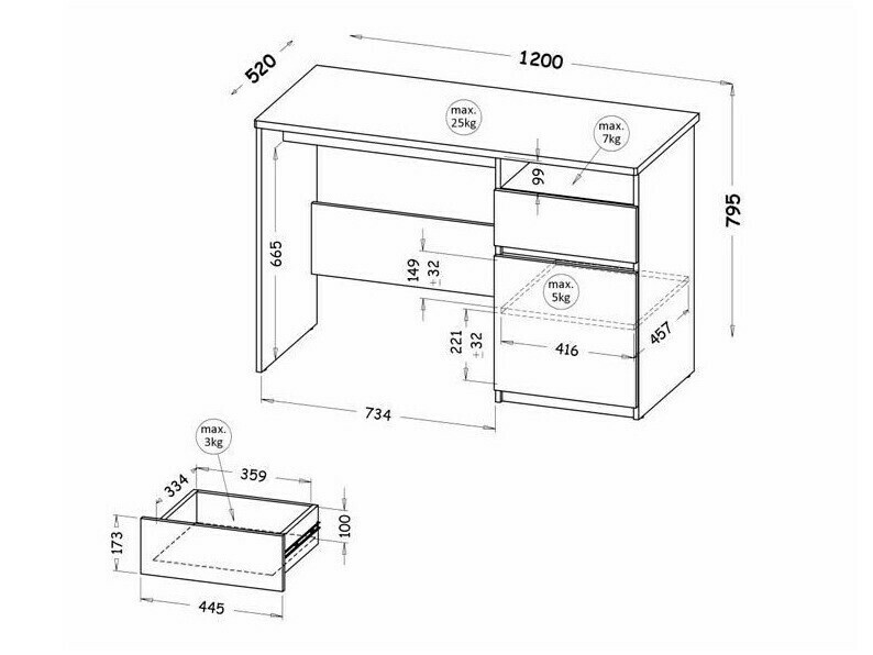 Bureau Evaropha 106 (Wotan eik + Wit)