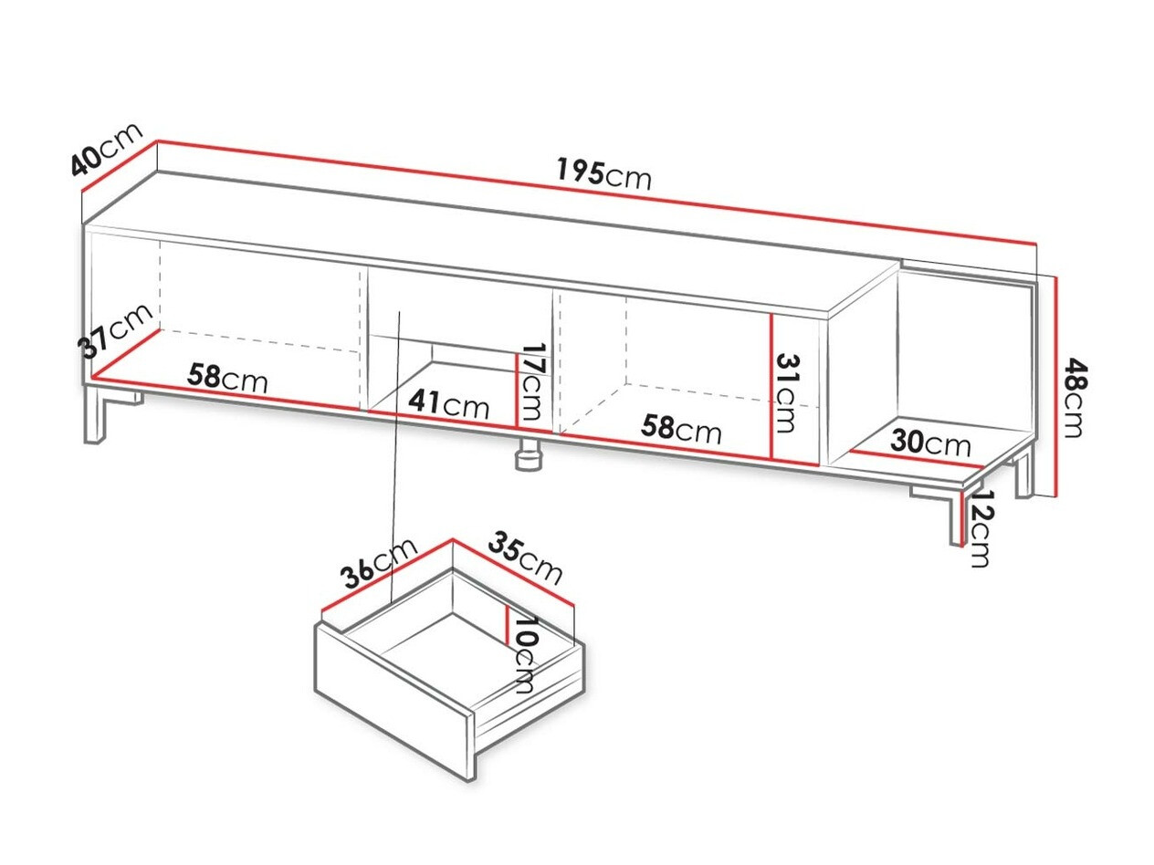 TV-meubel Charlotte 157 (Zwart + Zwart marmer)