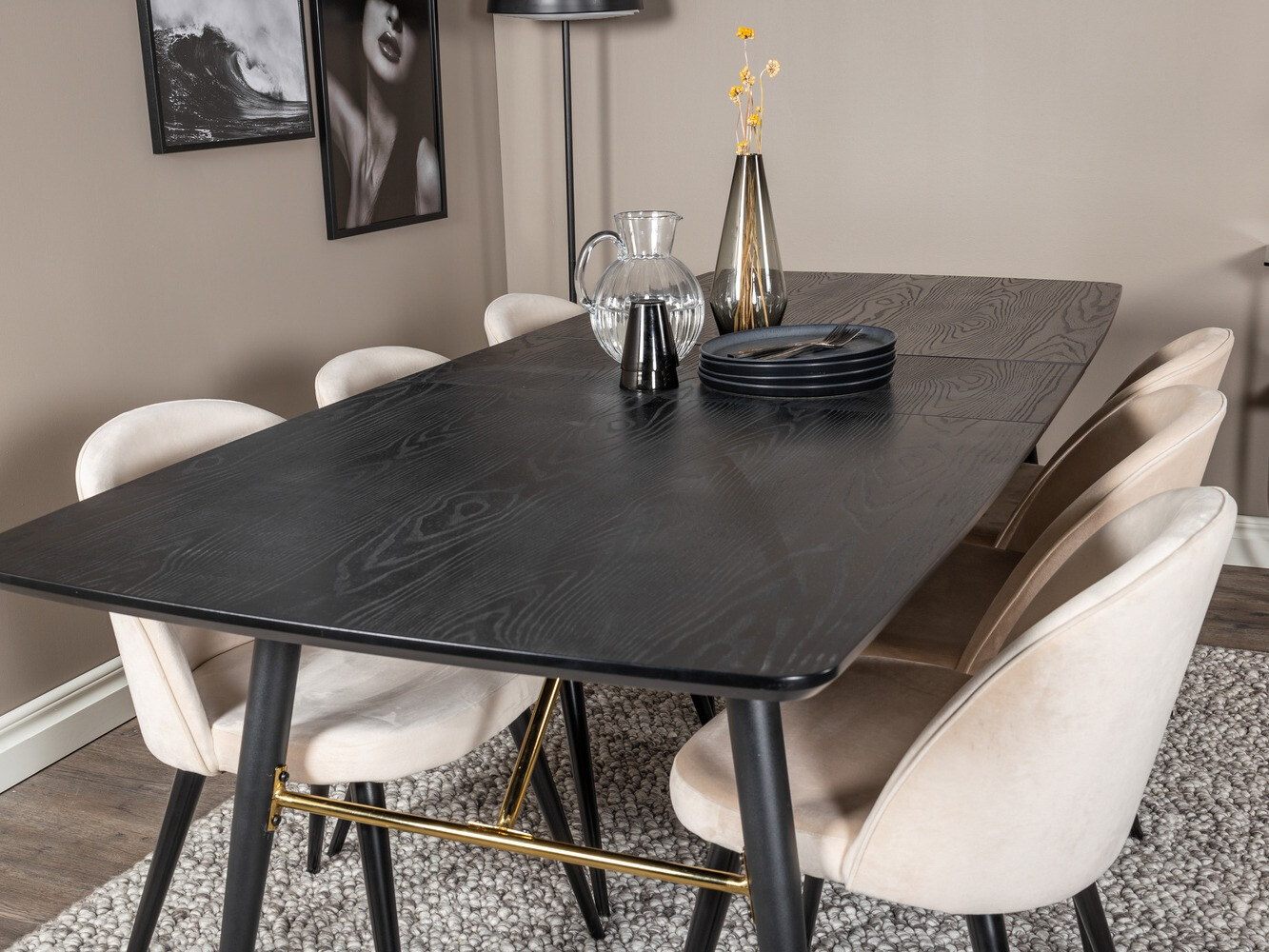 Eetkamerset Dallas 1449 (Beige + Zwart)