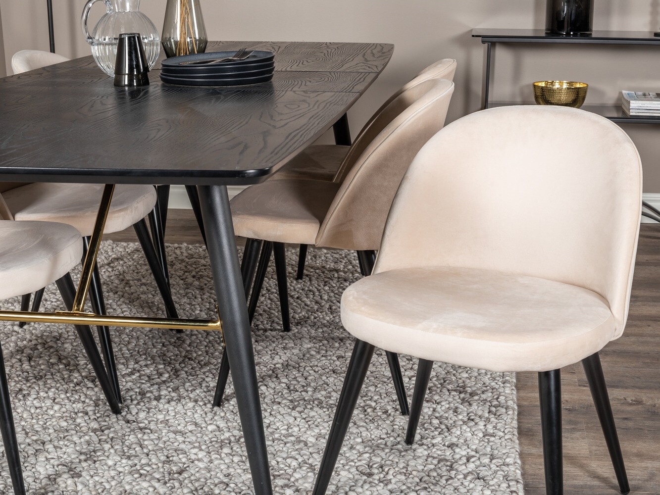 Eetkamerset Dallas 1449 (Beige + Zwart)