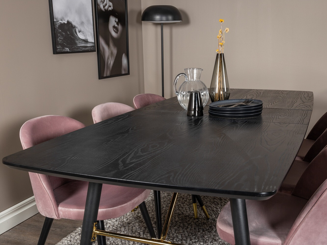 Eetkamerset Dallas 1451 (Roze + Zwart)