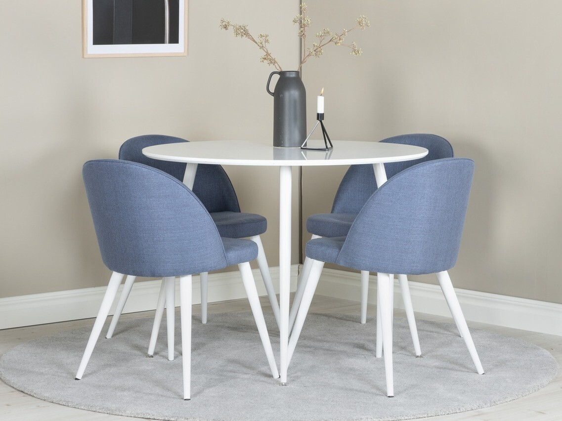 Eetkamerset Dallas 1536 (Blauw + Wit)