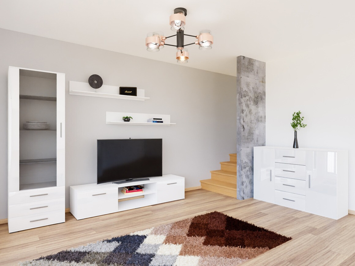 Woonkamerset Tornola 108 (Wit + Glanzend wit)